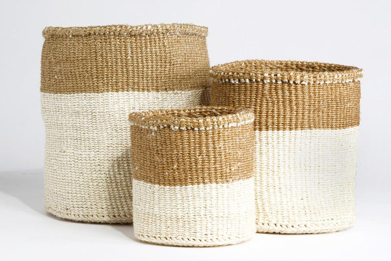 Swahili African Modern Dual Tone Sisal Baskets - Set of 3 Swahili African Modern 