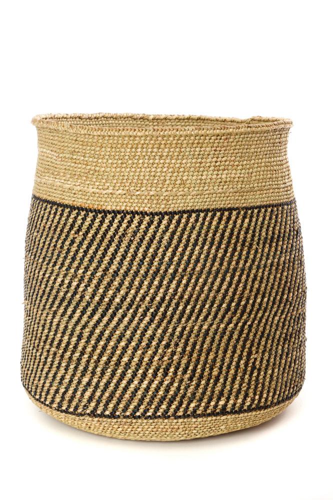 Swahili African Modern Iringa Baskets - Black Diagonal Stripes Swahili African Modern 