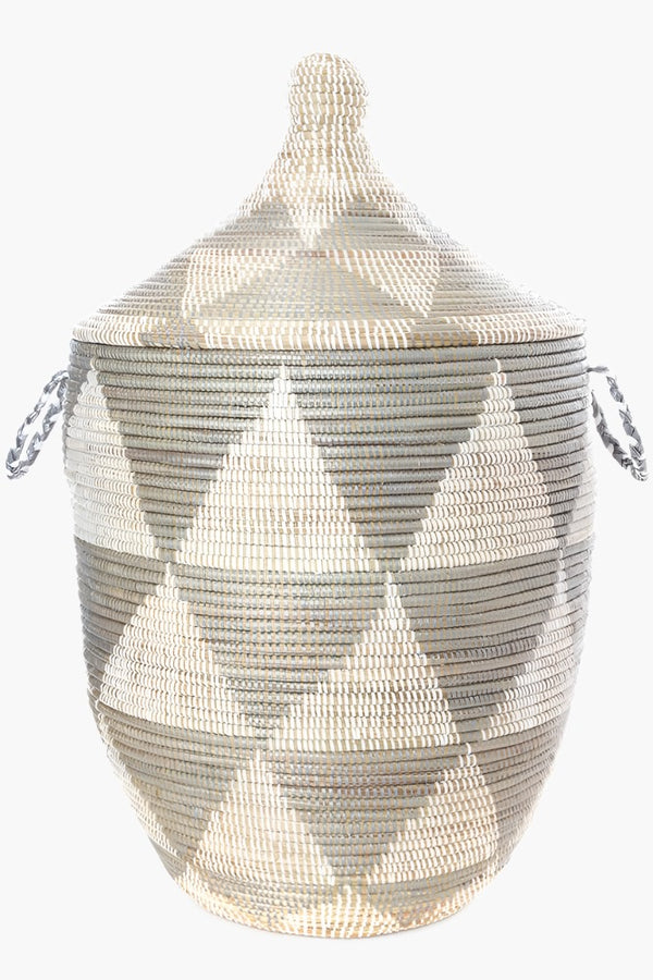 Swahili African Modern Large Silver Triangle Laundry Hamper Swahili African Modern 