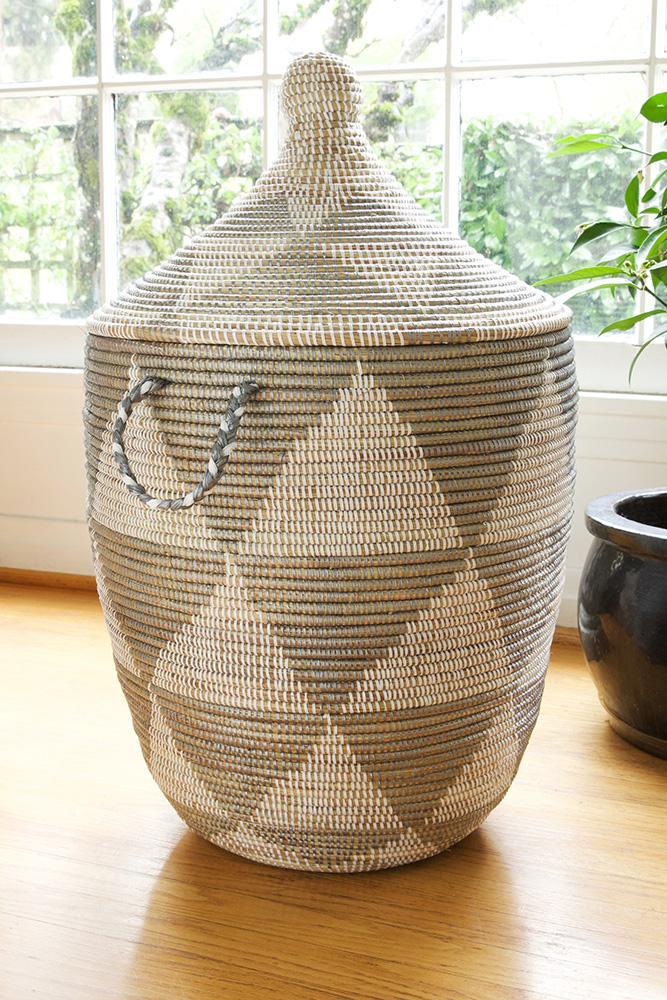 Swahili African Modern Large Silver Triangle Laundry Hamper Swahili African Modern 