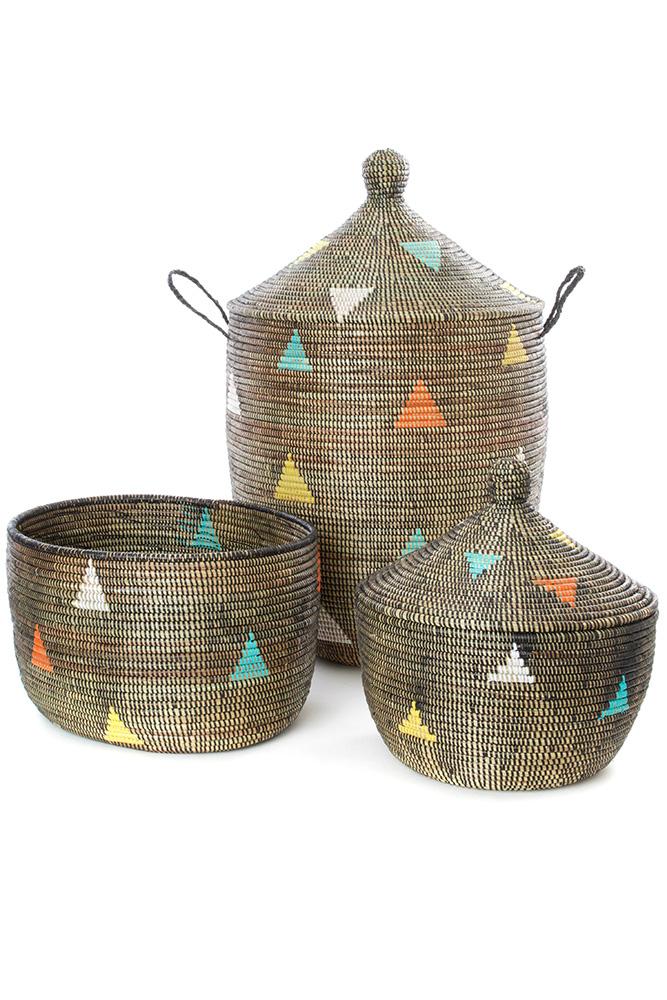 Swahili African Modern Large Teranga Triangles Hamper Basket Swahili African Modern 