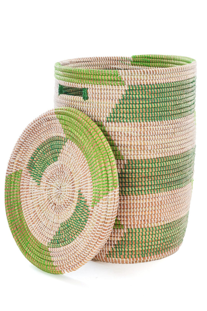 Swahili African Modern Leafy Green Mixed Basket Set of Three Swahili African Modern 