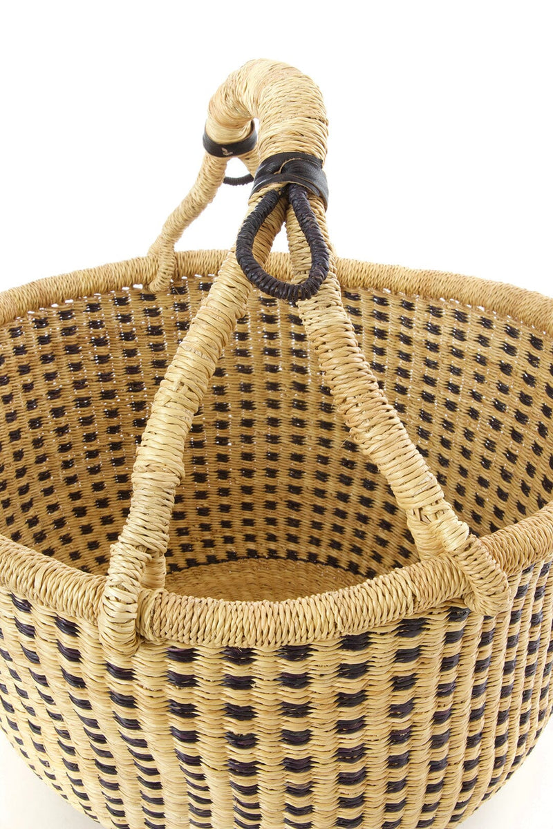 Swahili African Modern Midnight and Natural Checkered Bolga Basket Swahili African Modern 