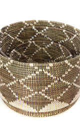 Swahili African Modern Nesting Diamond Design Baskets - Set of 3 Swahili African Modern 