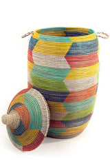 Swahili African Modern Rainbow Herringbone Storage Basket Swahili African Modern 