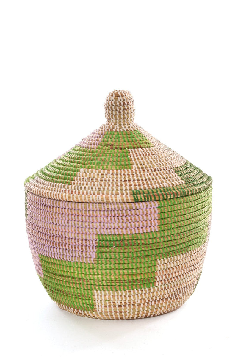 Swahili African Modern Three-Piece Lavender & Green Basket Set Swahili African Modern 