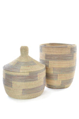 Swahili African Modern Three-Piece Silver & Cream Basket Set Swahili African Modern 