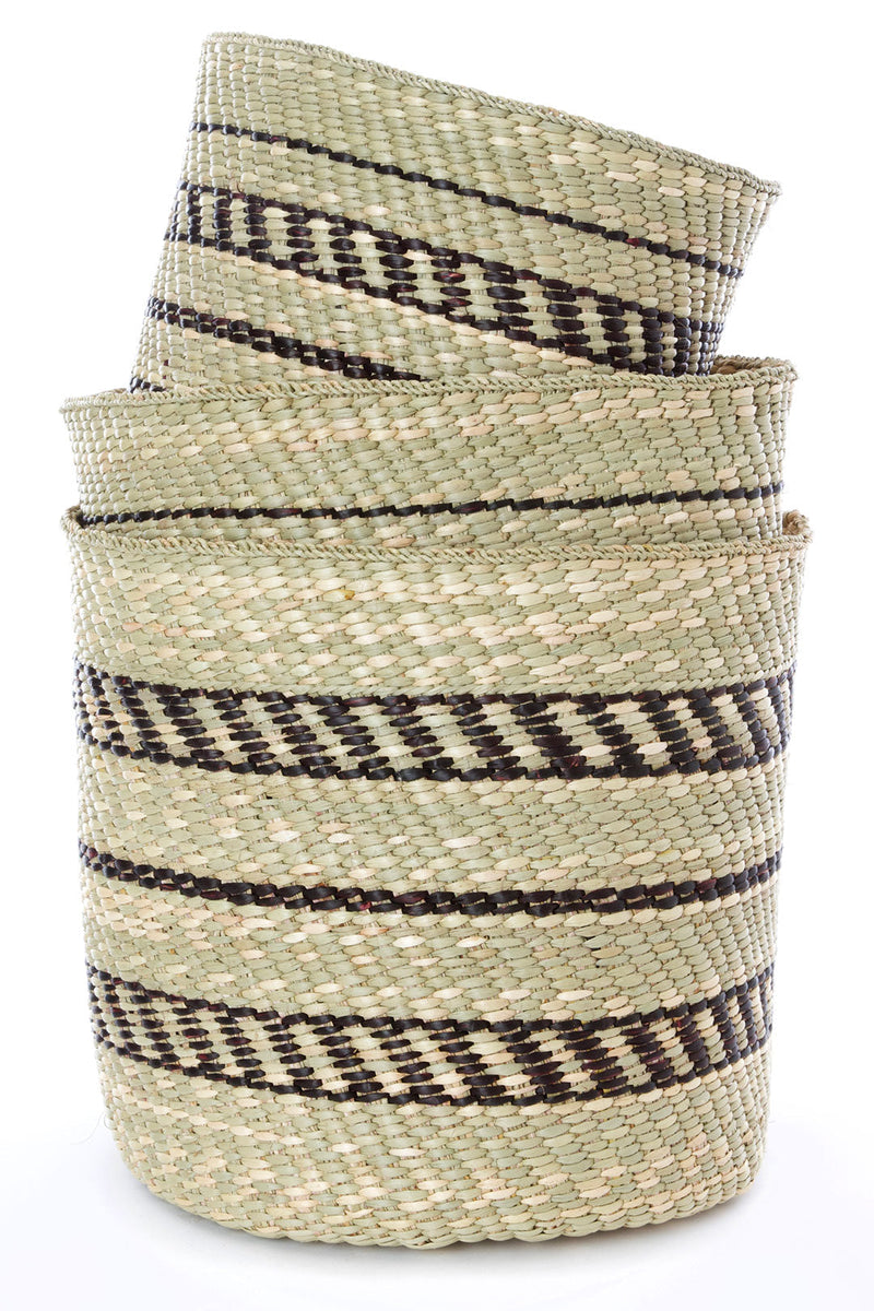 Swahili African Modern Traditional Iringa Baskets with Black Accents Swahili African Modern 