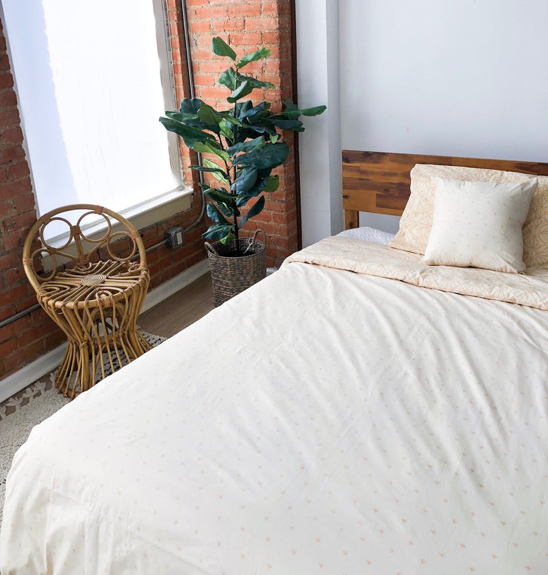 Symbology Art Deco/Baby Cacti Reversible Duvet Cover in Cream + Tan Home Decor Symbology