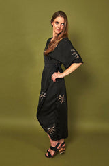Symbology Cherry Blossom Modal Maxi Wrap in Black + Gold Clothing Symbology