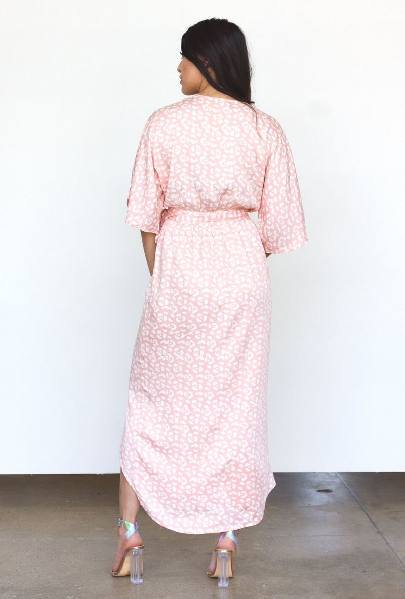 Symbology Leopard Maxi Wrap Dress in Blush + Cream Dresses Symbology 
