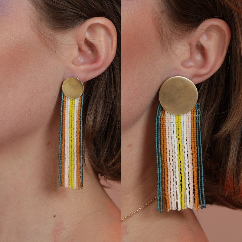 Take Shape Studio Groovy Stripes Beaded Earrings (2 sizes) Earrings Take Shape Studio 
