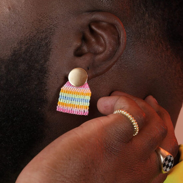 Take Shape Studio Mini Stripes Beaded Earrings (3 colorways) Earrings Take Shape Studio 