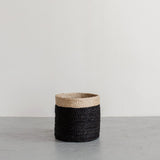 Tall Round Jute Storage Baskets Charcoal Natural Band Baskets Will & Atlas Small 