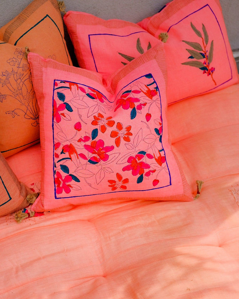 Teejan Linen Throw Pillow Cover - Bright Pink Soil to Studio 