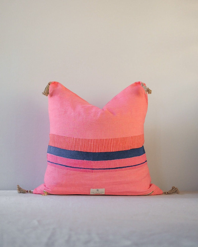Teejan Linen Throw Pillow Cover - Bright Pink Soil to Studio 