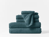 Temescal Ribbed Towels Towels Coyuchi Wash Cloth Deep Ocean 