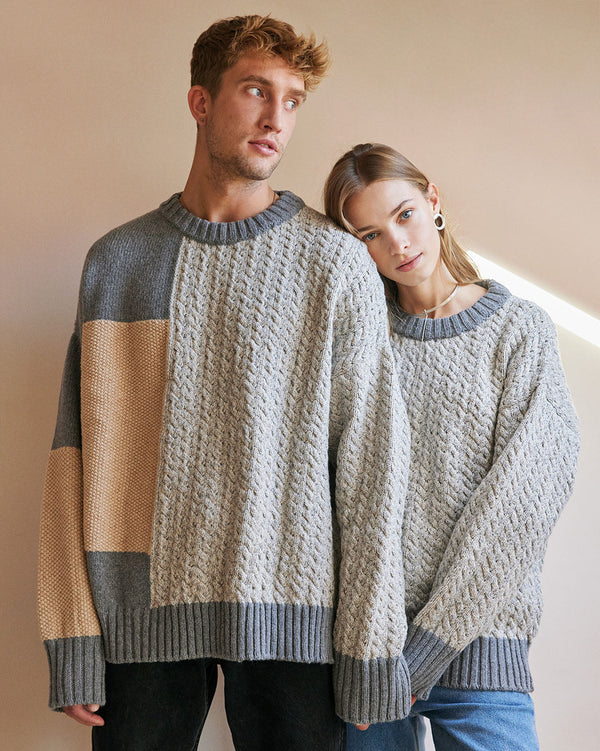 The Knotty Ones Patch: Pebble Grey Merino Wool Sweater Merino Wool Sweater The Knotty Ones 