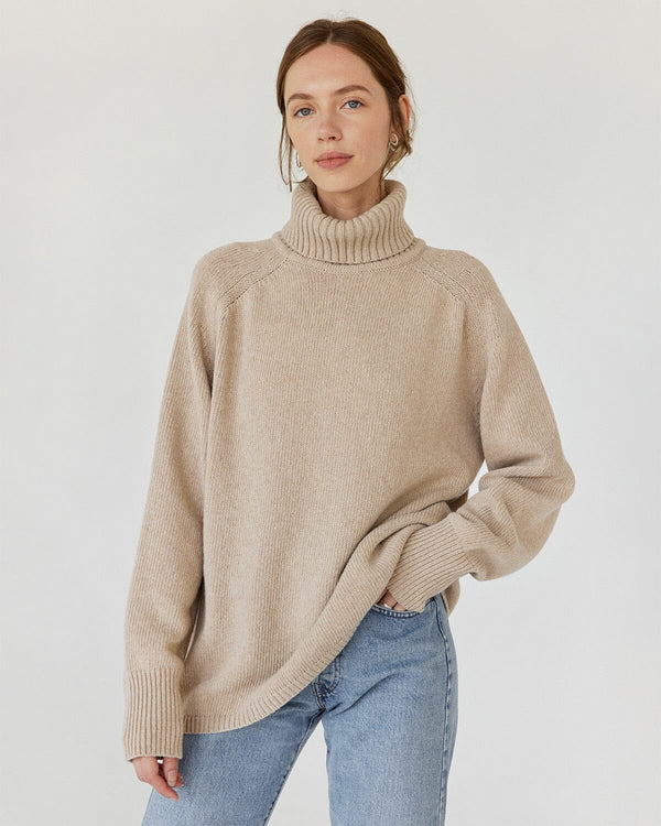 The Knotty Ones Rudenėja: Beige Recycled Wool Turtleneck Recycled Wool Turtleneck The Knotty Ones 