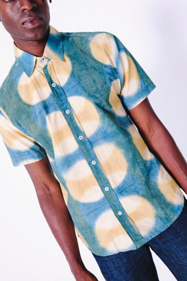 'The Sufi' Clamp Dye shirt in Summer Sun Print Shirts DUSHYANT. 