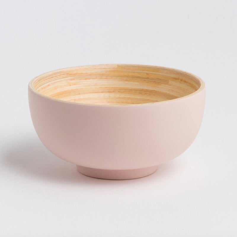 Bamboo Bowl with lid, printed with pink Coral