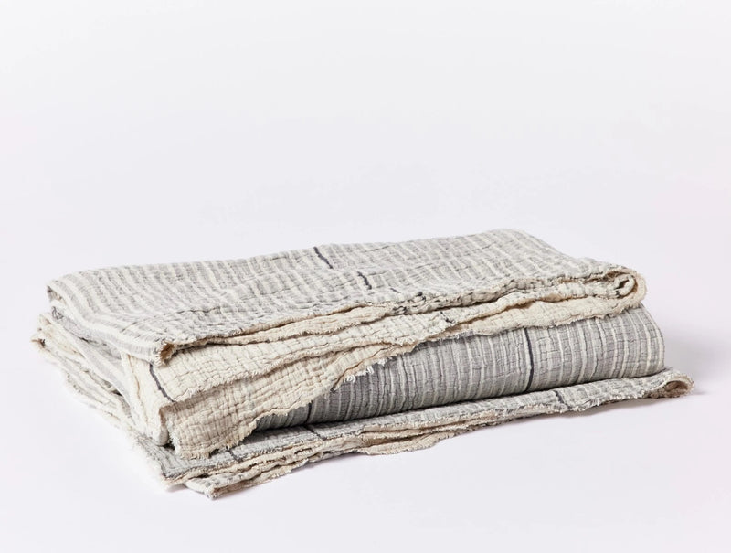 Topanga Matelasse Blanket - Neutral Stripe Blankets Coyuchi 