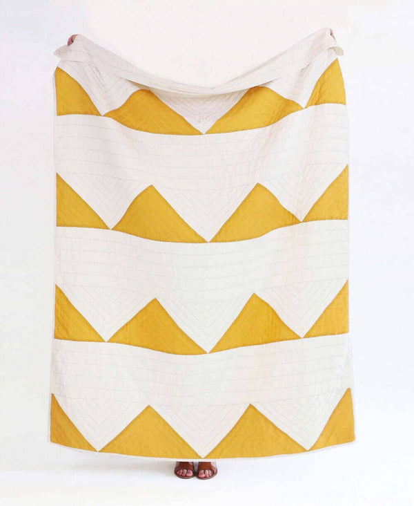 Triangle Throw Quilt Quilts Anchal Mustard 