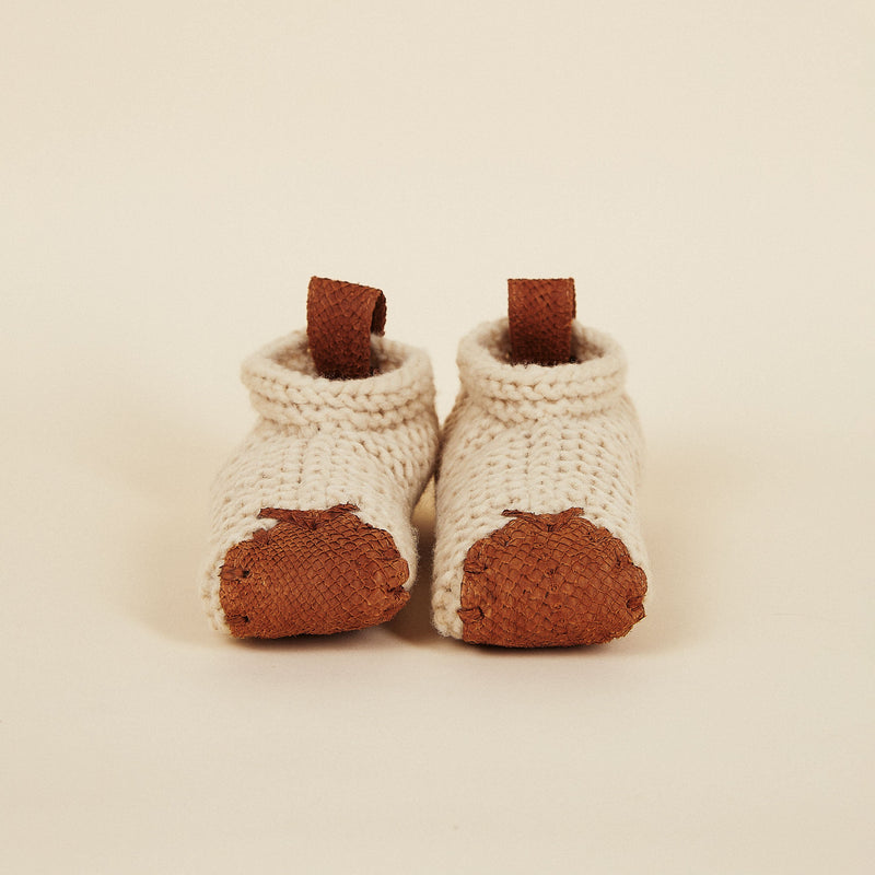 Unisex Wool and Salmon Leather House Slippers Slippers Chilote 