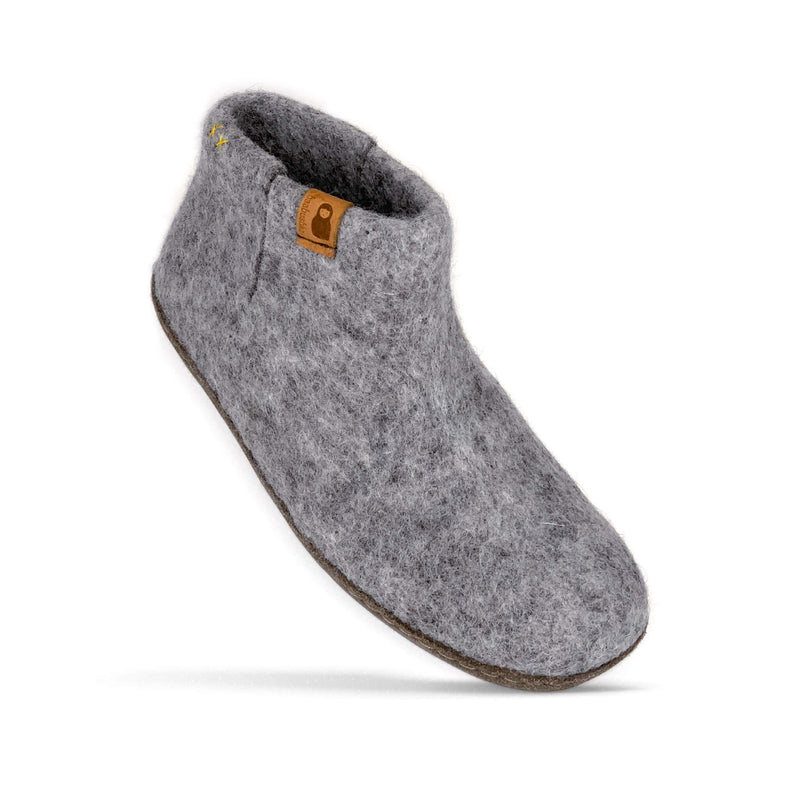 Unisex Wool Bootie Slipper with Leather Sole Slippers Baabushka 36 Light Gray 
