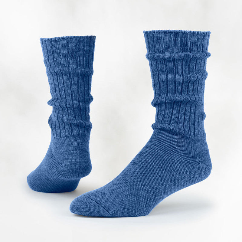Unisex Wool Crew Socks - Single Socks Maggie's Organics M Heathered Cornflower 