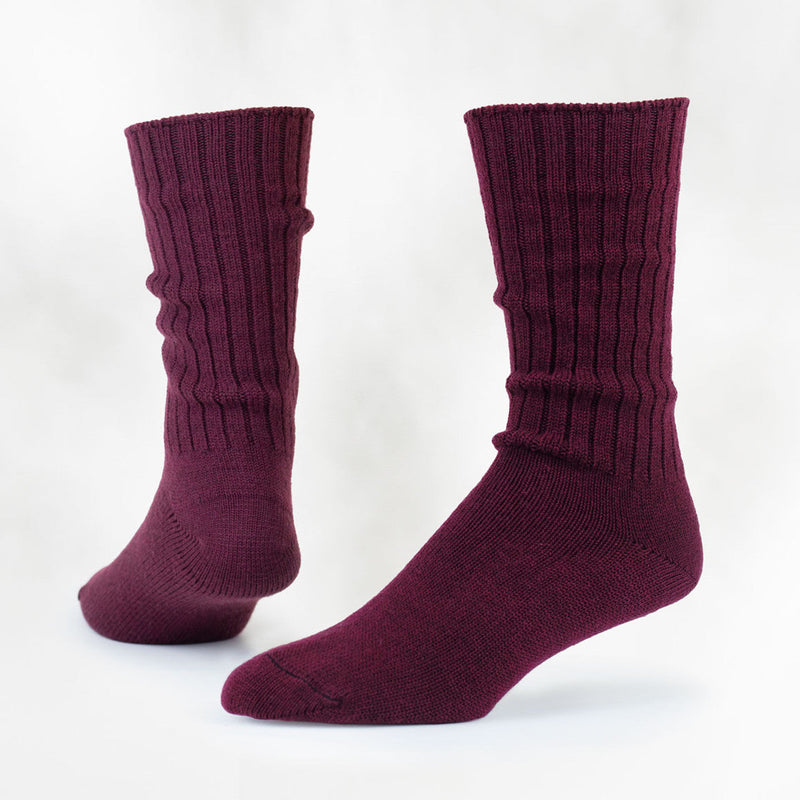 Unisex Wool Crew Socks - Single Socks Maggie's Organics M Heathered Rosewood 