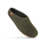 Unisex Wool Slipper with Leather Sole Slippers Baabushka 36 Camo Green 
