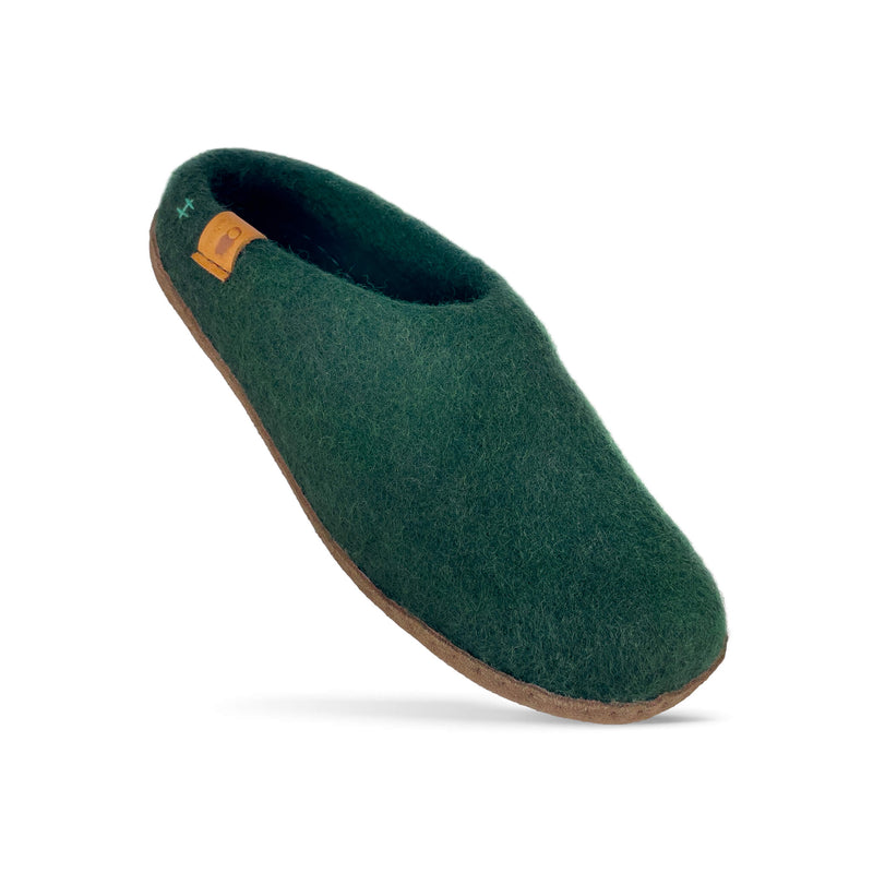 Unisex Wool Slipper with Leather Sole Slippers Baabushka 37 Forest Green 