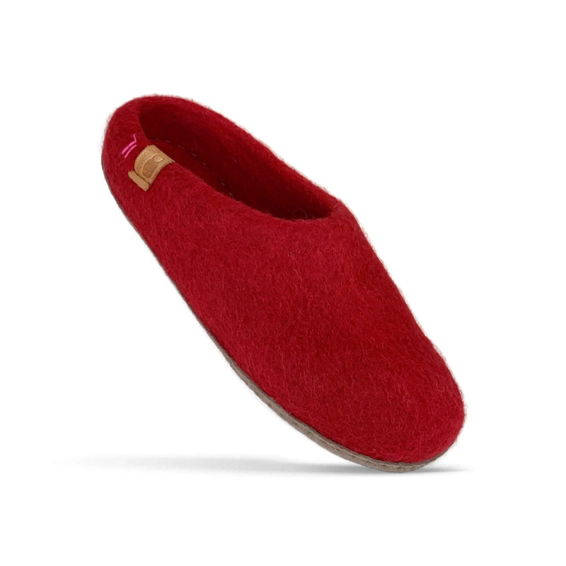 Unisex Wool Slipper with Leather Sole Slippers Baabushka 37 Red 