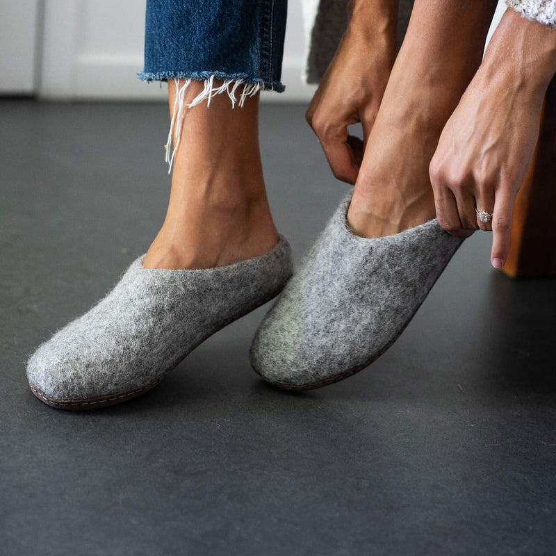 Unisex Wool Slipper with Leather Sole Slippers Baabushka 