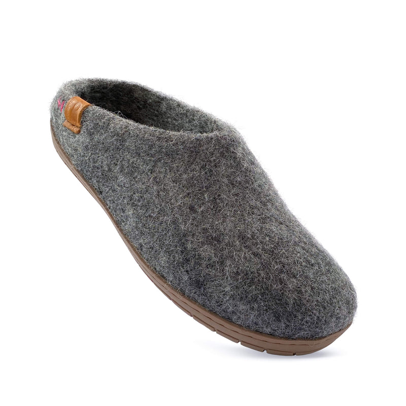 Unisex Wool Slipper with Rubber Sole Slippers Baabushka 47 Dark Gray 
