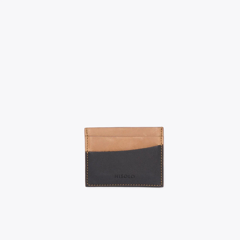 Upcycled Leather Card Case Wallets Nisolo Almond / Black 