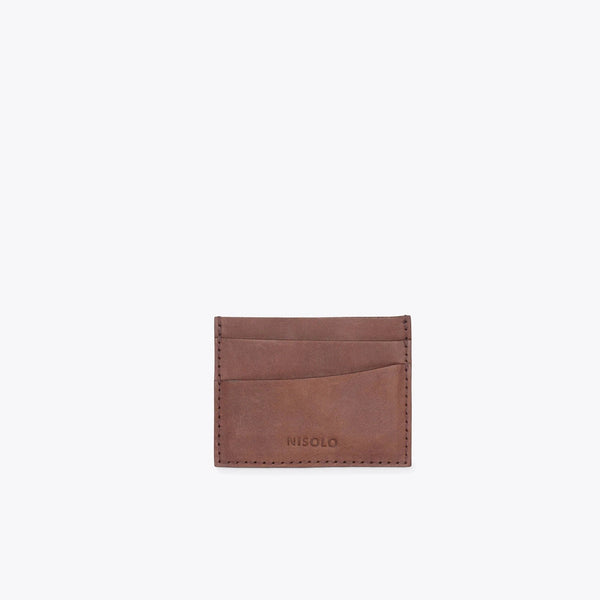 Upcycled Leather Card Case Wallets Nisolo Chestnut 