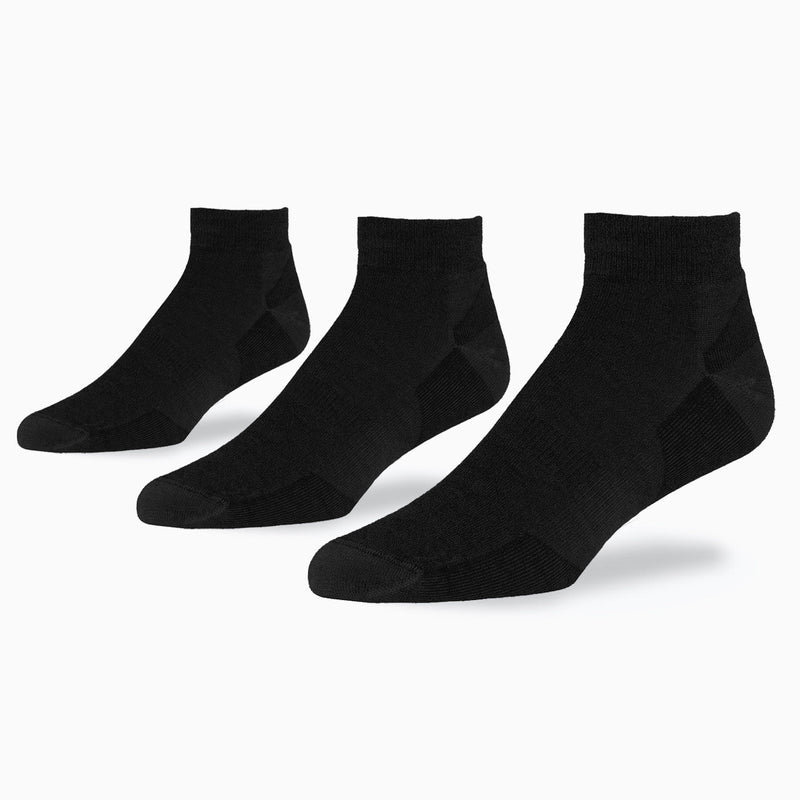 Urban Hiker Unisex Wool Ankle Socks - 3 Pack Socks Maggie's Organics M Dark Black 