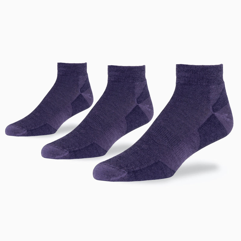 Urban Hiker Unisex Wool Ankle Socks - 3 Pack Socks Maggie's Organics M Dark Purple 