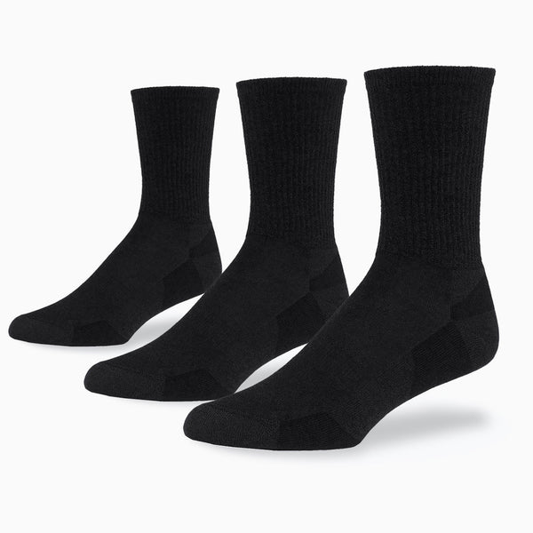 Urban Hiker Unisex Wool Crew Socks - 3 Pack Socks Maggie's Organics M Dark Black 