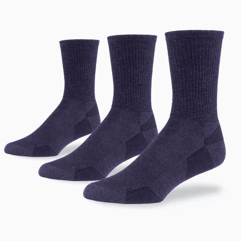 Urban Hiker Unisex Wool Crew Socks - 3 Pack Socks Maggie's Organics M Dark Purple 