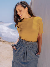 Valani Nora Paperbag Midi Hemp Skirt - Made in USA Bottoms Valani 