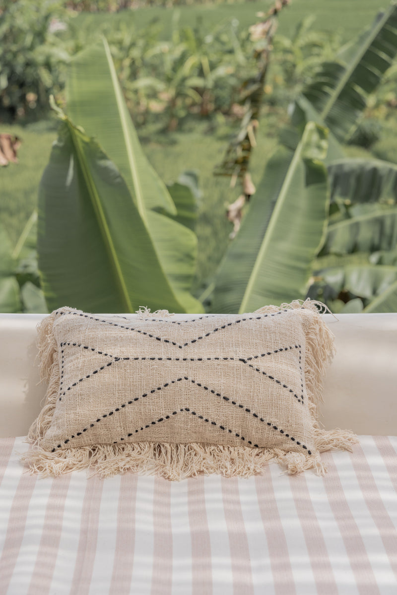Village Thrive Kaia Hand Stitched Cotton Lumbar Pillow Blankets + Pillows Village Thrive 