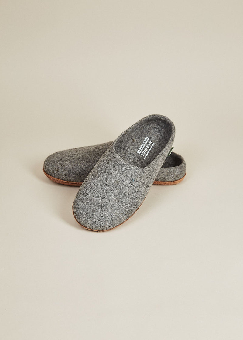 Women's All Natural Sole Low Back Wool Slippers - Gray Women's Shoes Kyrgies 