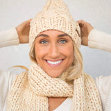 Women's Chunky Cable Knit Merino Wool Beanie Hats + Visors Baabushka Vanilla Cream 