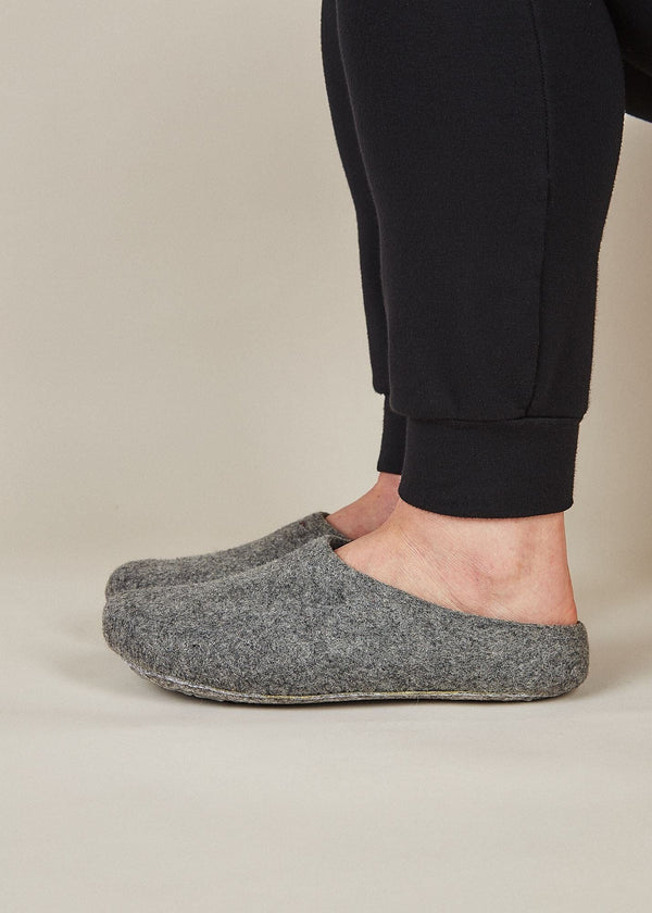Women's Classic Sole Low Back Wool Slippers Slippers Kyrgies 5 Gray 