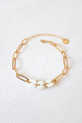 Xuan Buffalo Horn Thick Oval Link Chain Ankle Bracelet Accessories Hathorway Cream 