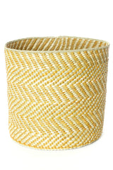 Yellow and Natural Maila Milulu Reed Basket Baskets Swahili African Modern 